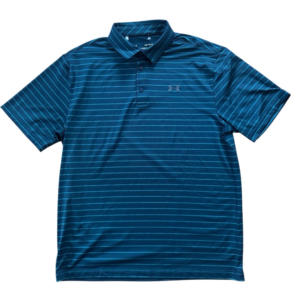 SOLD***Under Armour The Playoff Polo Golf Striped Stretch Performance Mens